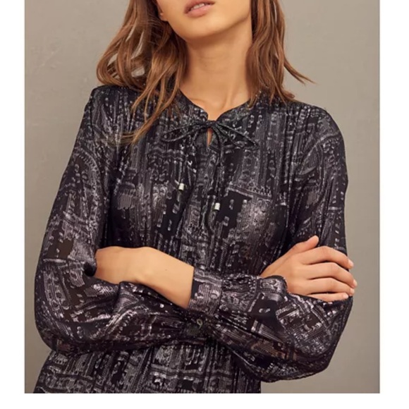 Ba&sh Sophie Tiered Dress. Size XS . Black and metallic silver. - Picture 3 of 15